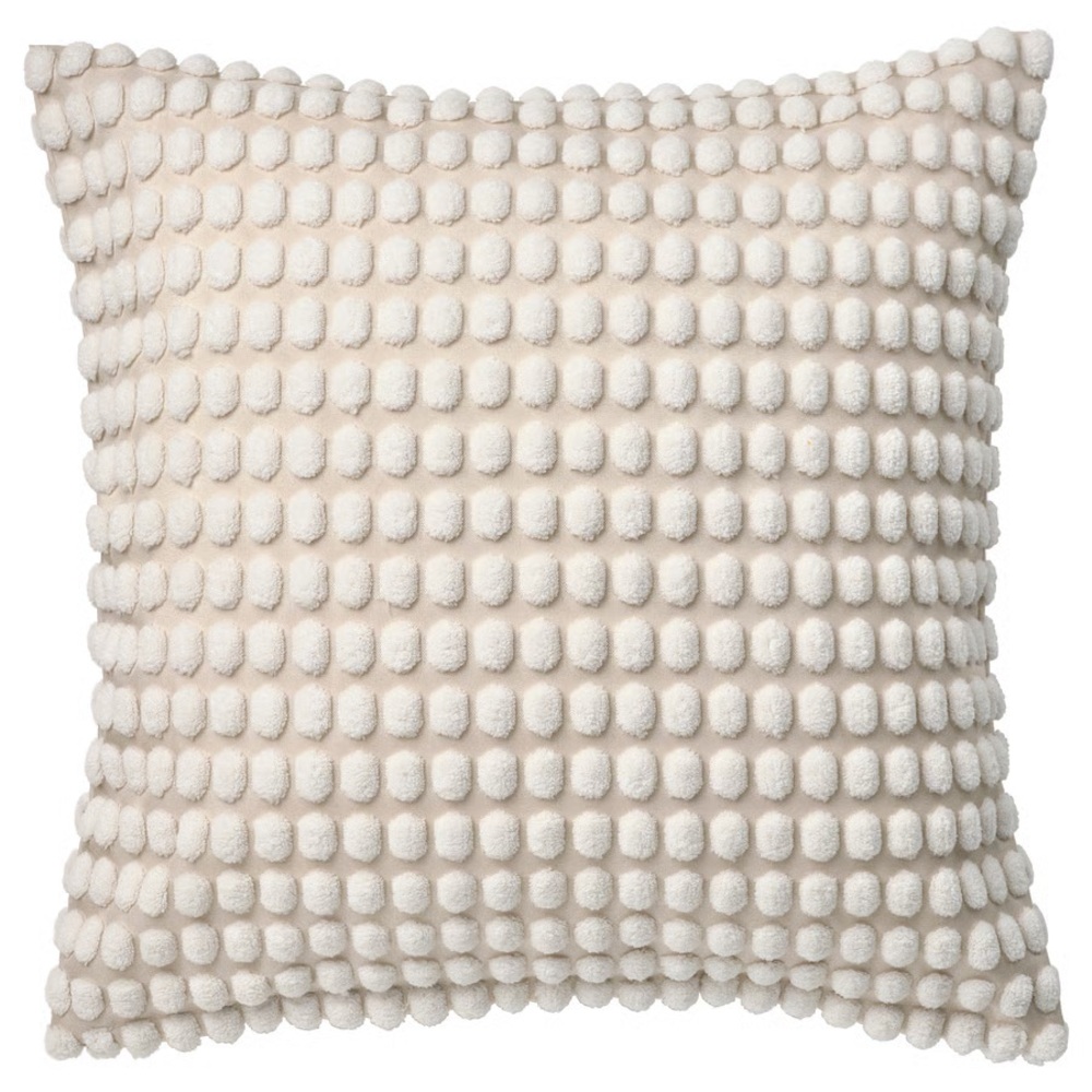 Textured Pom Pom Accent Cushion Cover in Off White